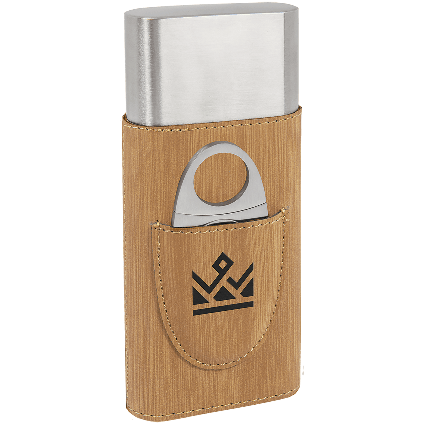 Leatherette cigar holder with cutter custom engraved