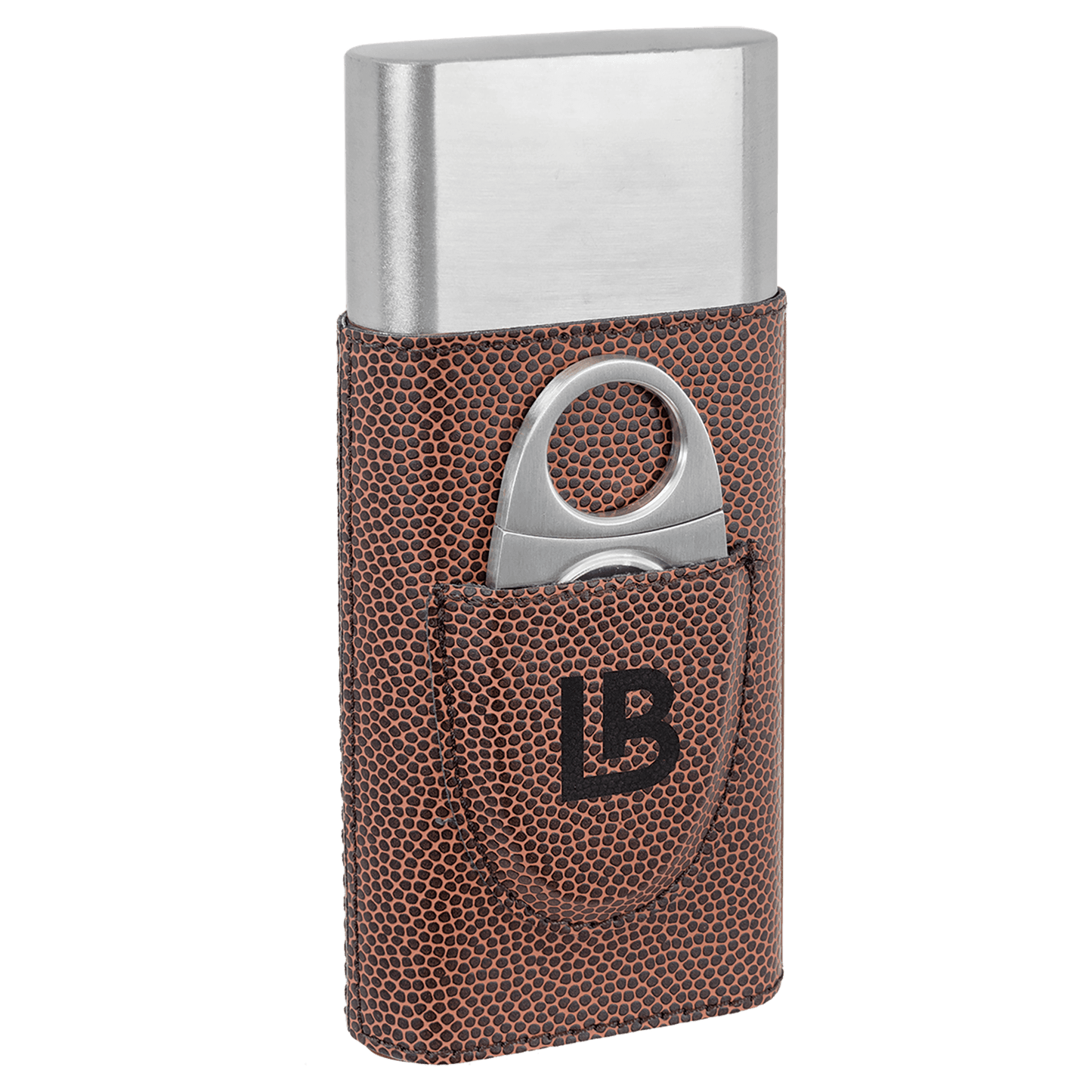 Leatherette cigar holder with cutter custom engraved