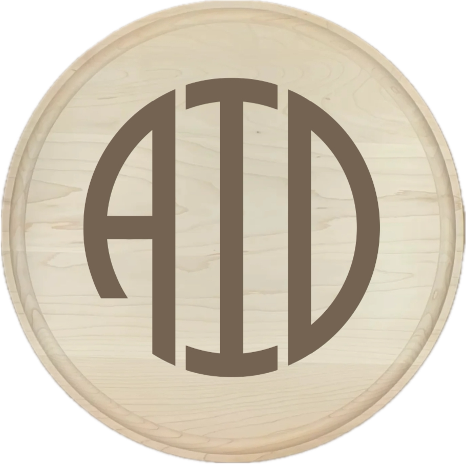 3 Letter Round Monogram Charcuterie Board