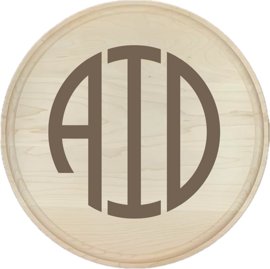 3 Letter Round Monogram Charcuterie Board