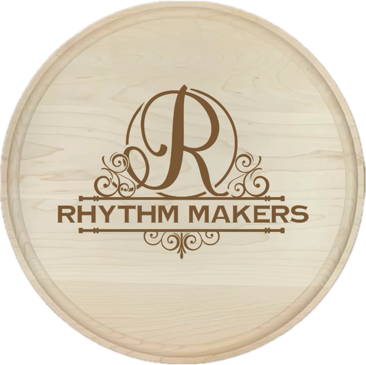 Monogram Round customizable maple charcuterie board